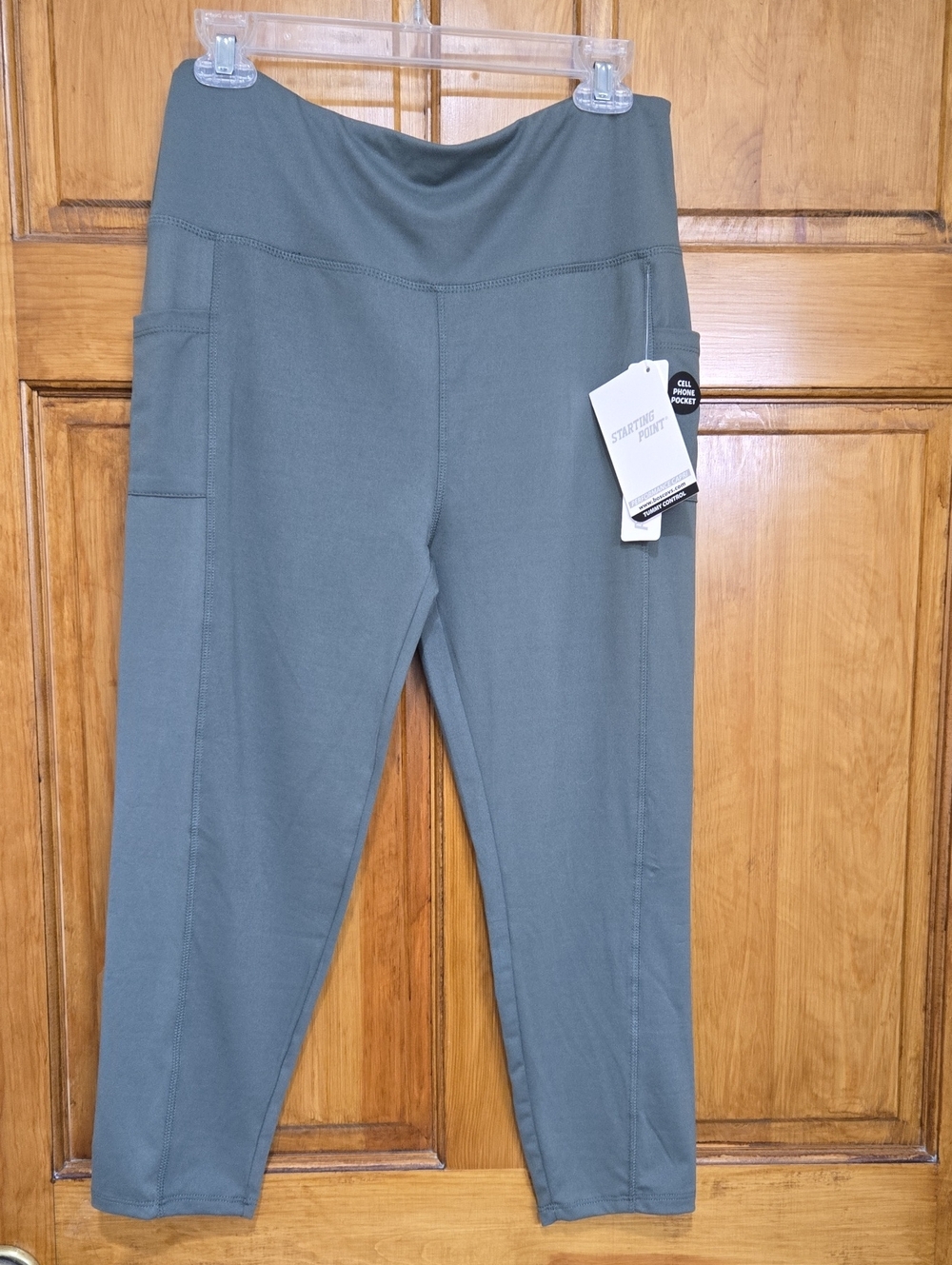 High-Rise Sage Green Active Joggers with Side Pocket